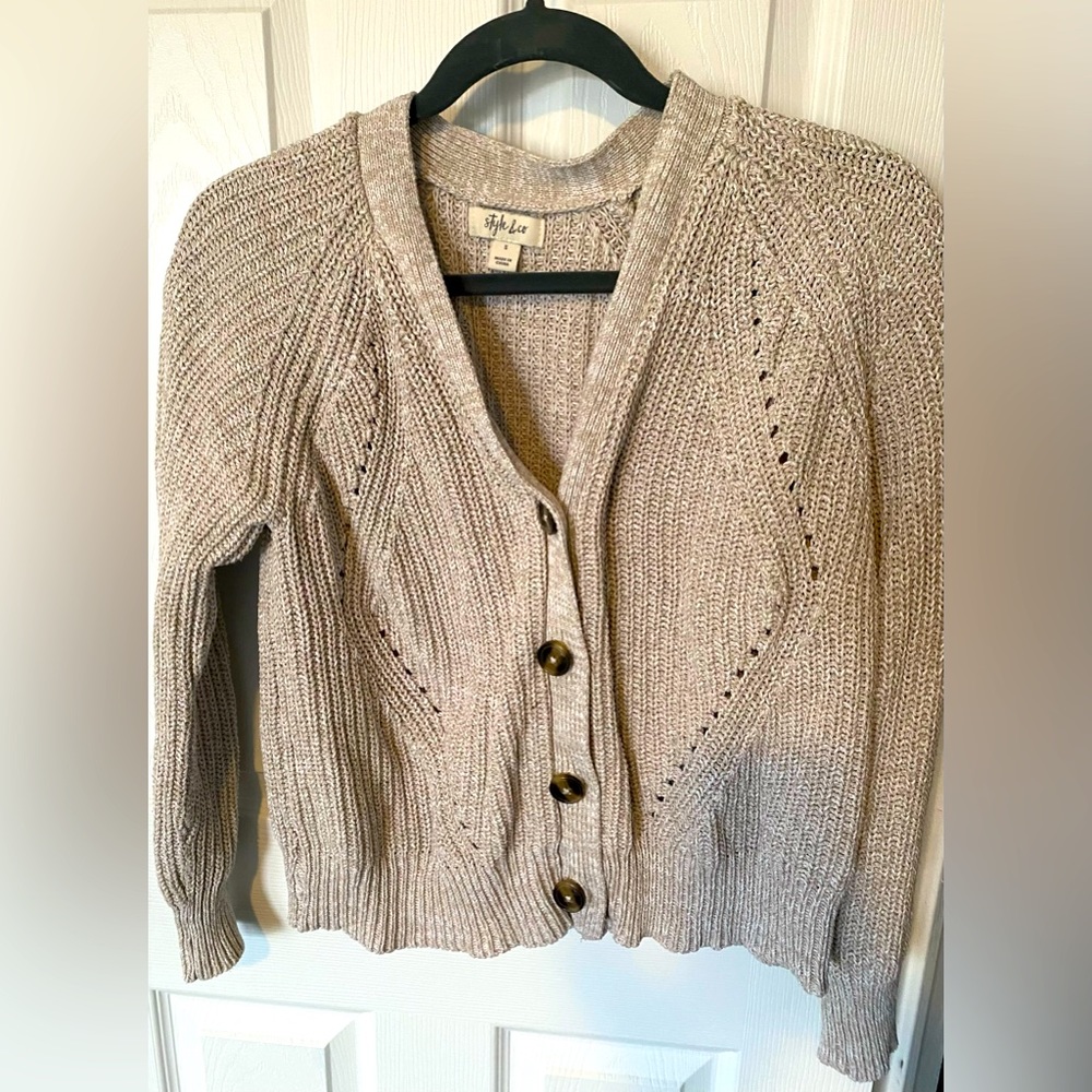 Style & Co button down beige/tan cardigan